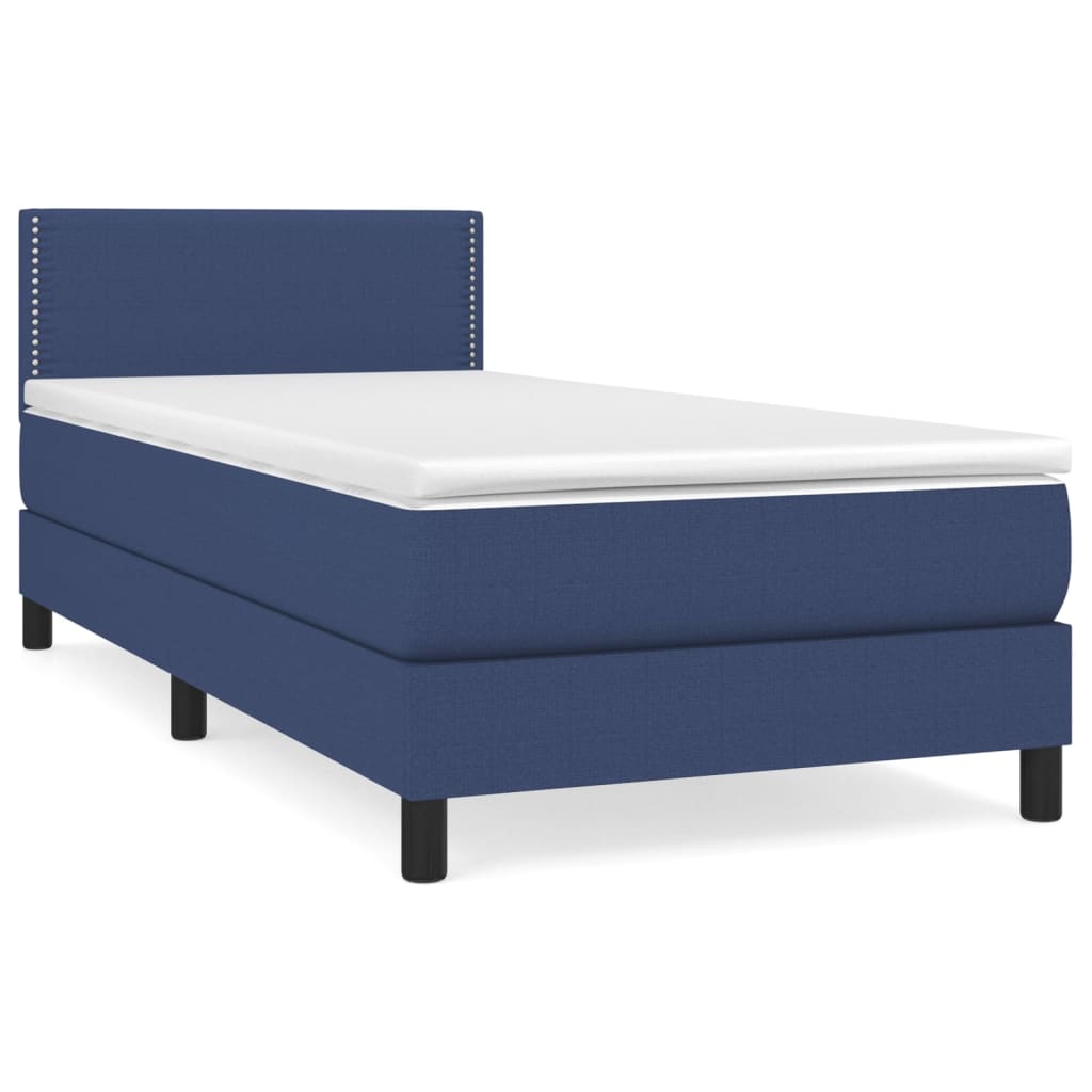 Boxspringbett mit Matratze Blau 90x200 cm Stoff