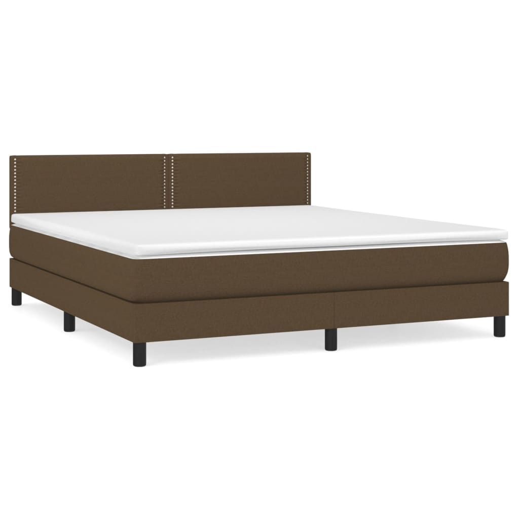 Box spring bed with mattress dark brown 160x200 cm fabric