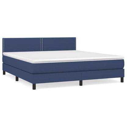 Box spring krevet s plavim madracem 160x200 cm tkanina