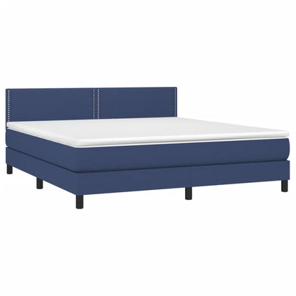 Box spring krevet s plavim madracem 160x200 cm tkanina