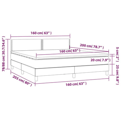 Box spring krevet s plavim madracem 160x200 cm tkanina