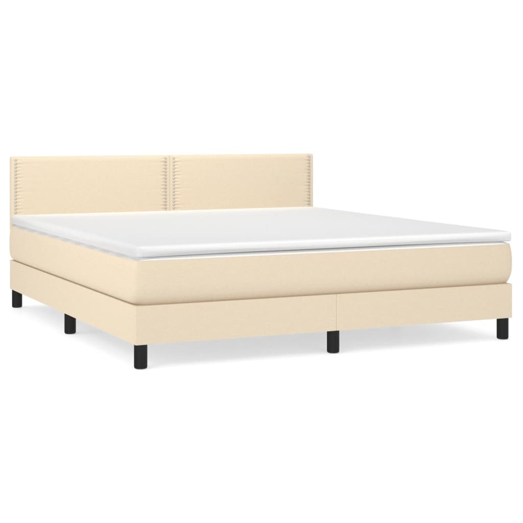 Boxspringbett mit Matratze Creme 180x200 cm Stoff