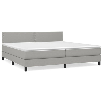 Box spring bed with mattress light grey 200x200 cm fabric