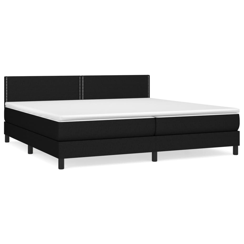 Box spring bed with mattress black 200x200 cm fabric