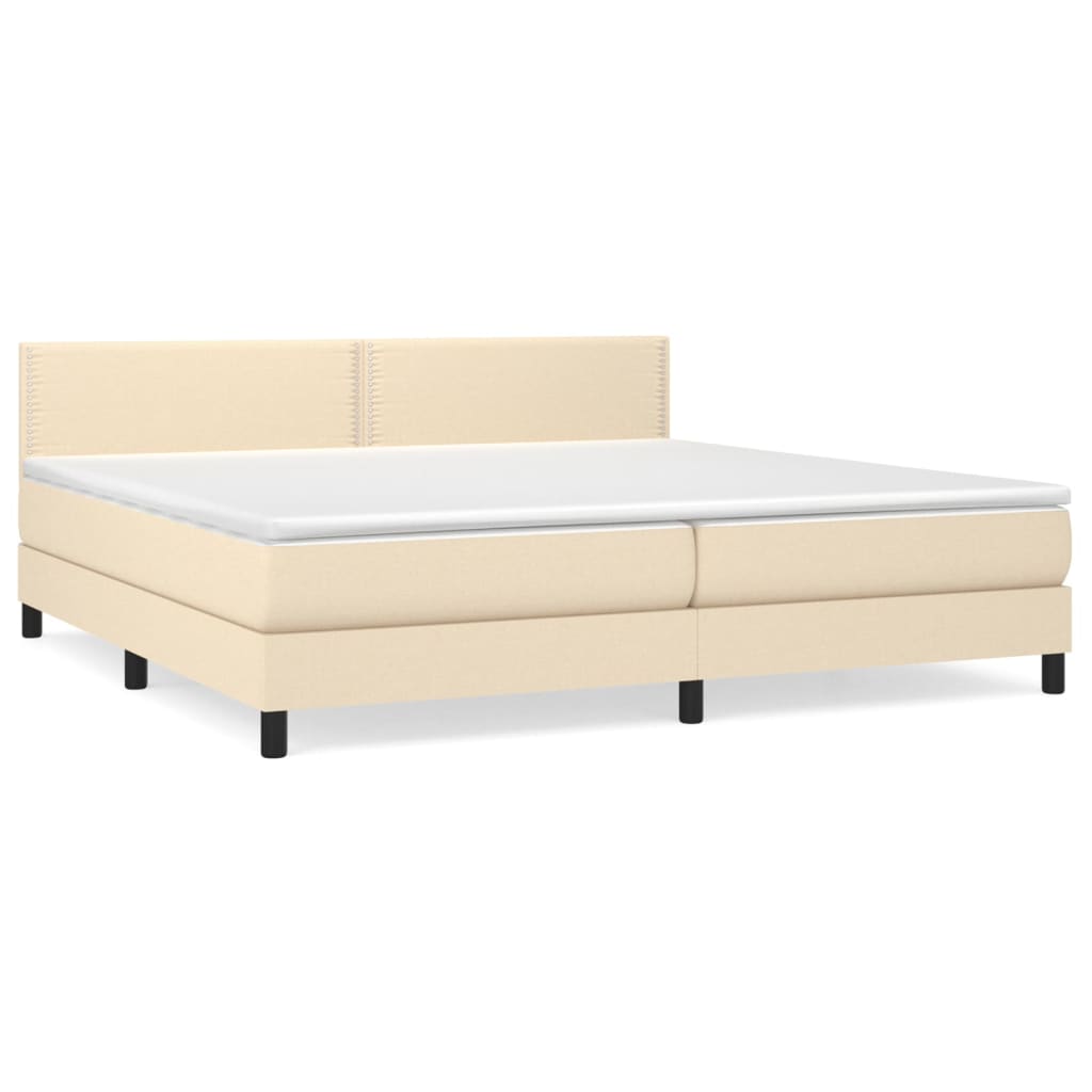 Boxspringbett mit Matratze Creme 200x200 cm Stoff