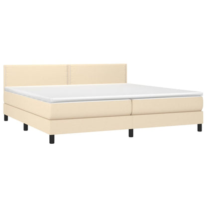 Boxspringbett mit Matratze Creme 200x200 cm Stoff