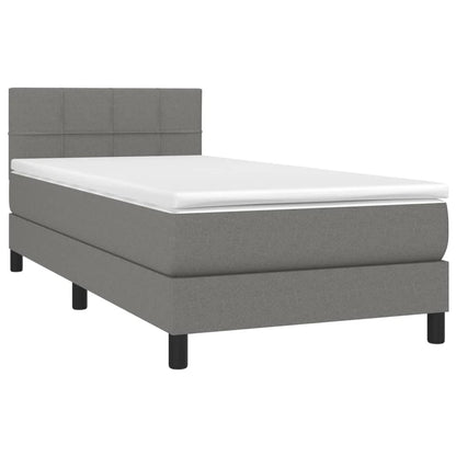 Boxspringbett mit Matratze Dunkelgrau 90x200 cm Stoff