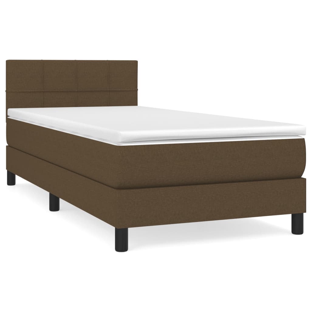 Boxspringbett mit Matratze Dunkelbraun 90x200 cm Stoff