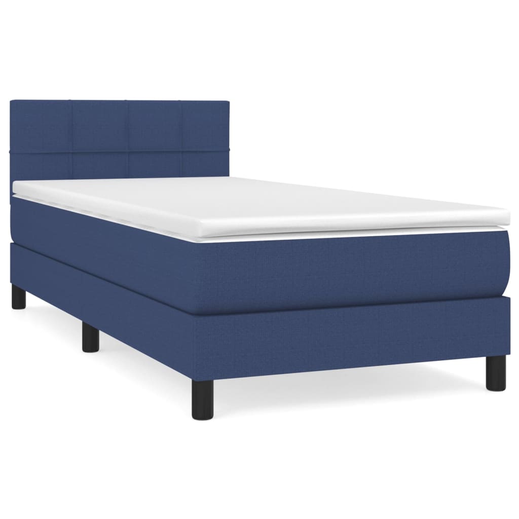 Boxspringbett mit Matratze Blau 90x200 cm Stoff