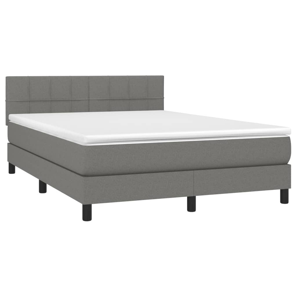 Boxspringbett mit Matratze Dunkelgrau 140x200 cm Stoff