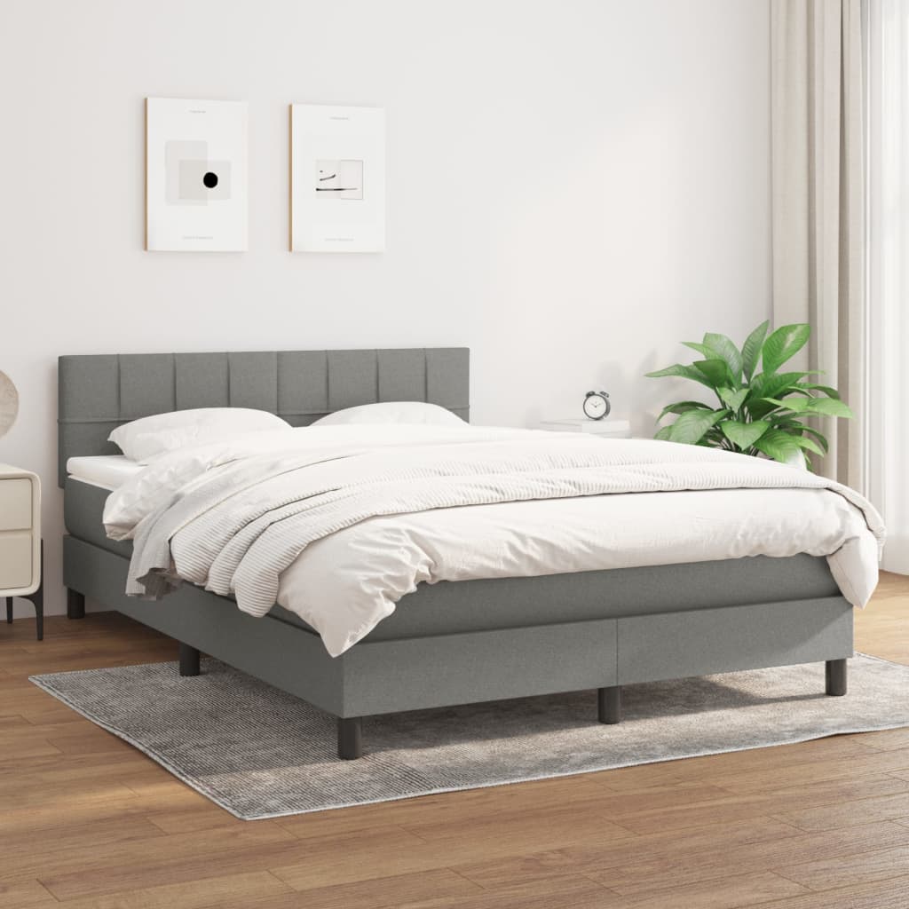 Boxspringbett mit Matratze Dunkelgrau 140x200 cm Stoff