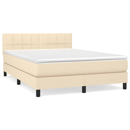 Box spring bed with mattress cream 140x200 cm fabric