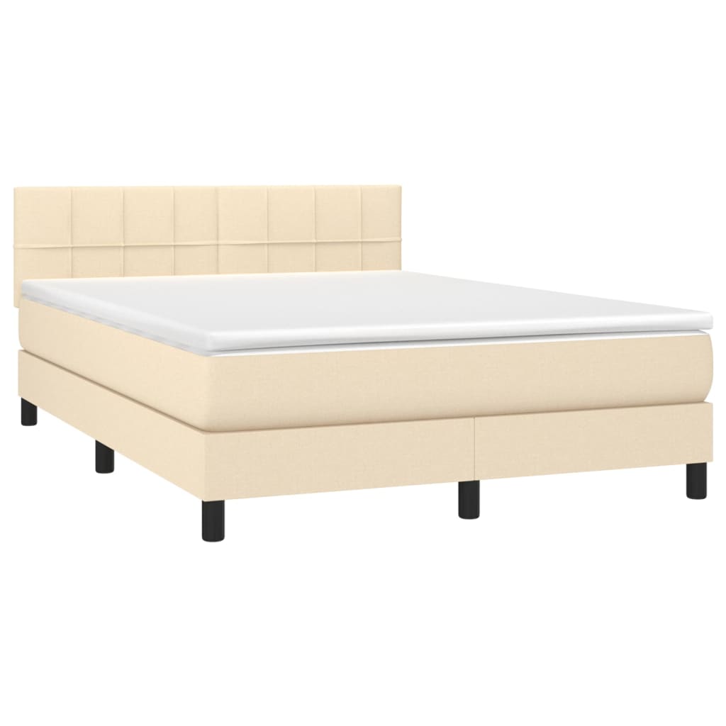 Box spring bed with mattress cream 140x200 cm fabric