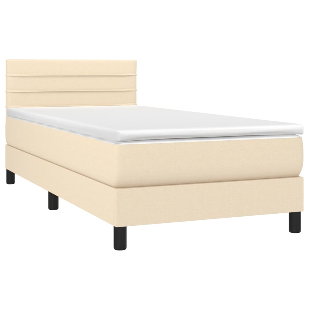 Boxspringbett mit Matratze Creme 90x200 cm Stoff