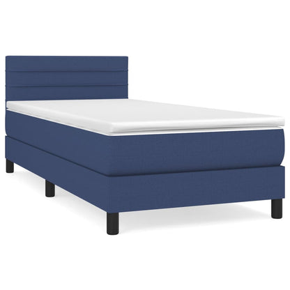 Boxspringbett mit Matratze Blau 90x200 cm Stoff