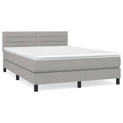 Boxspringbett mit Matratze Hellgrau 140x200 cm Stoff