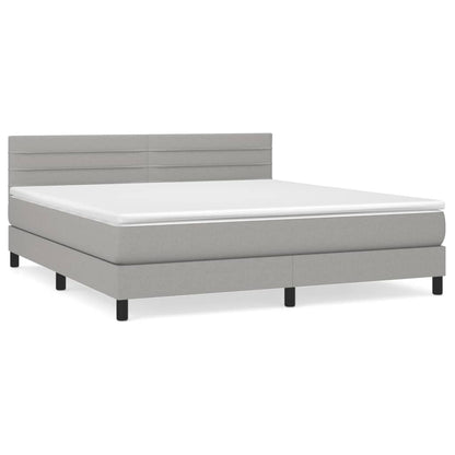 Boxspringbett mit Matratze Hellgrau 160x200 cm Stoff