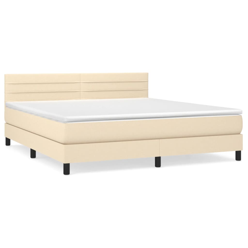 Boxspringbett mit Matratze Creme 160x200 cm Stoff