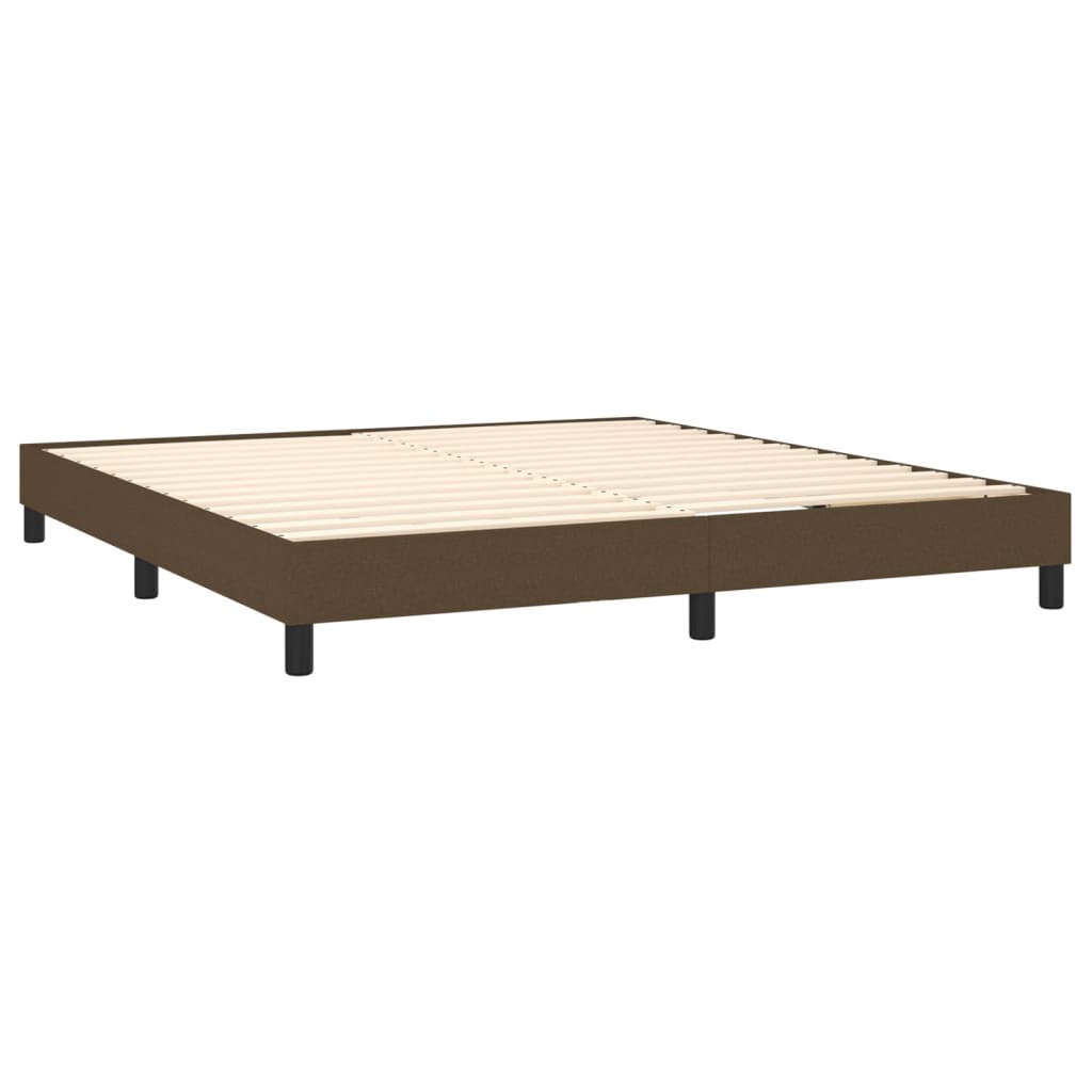 Box spring bed with mattress dark brown 160x200 cm fabric