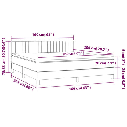 Box spring bed with mattress dark brown 160x200 cm fabric