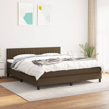 Box spring bed with mattress dark brown 160x200 cm fabric