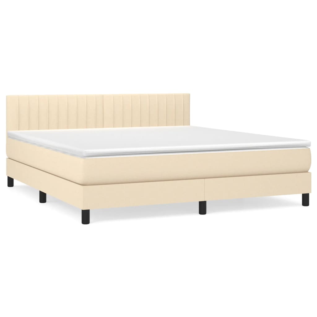 Boxspringbett mit Matratze Creme 160x200 cm Stoff