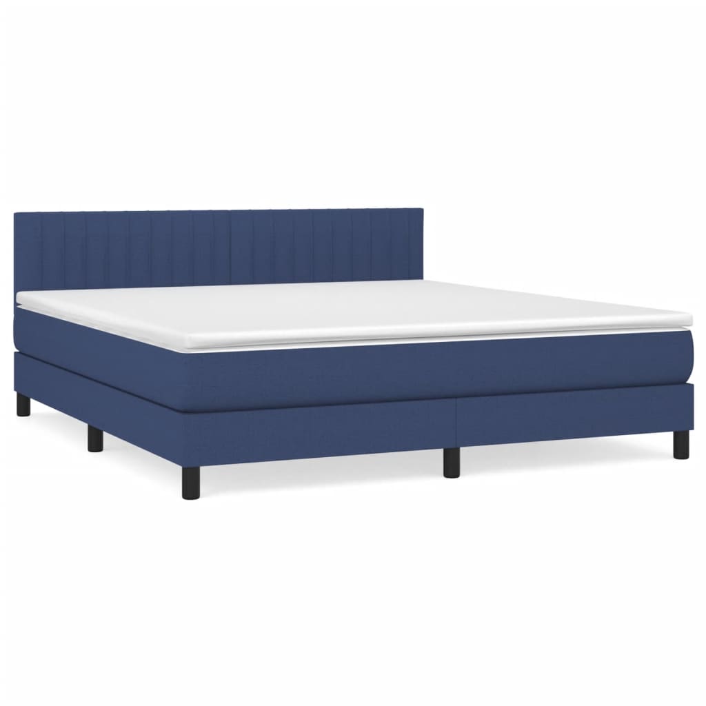 Boxspringbett mit Matratze Blau 160x200 cm Stoff