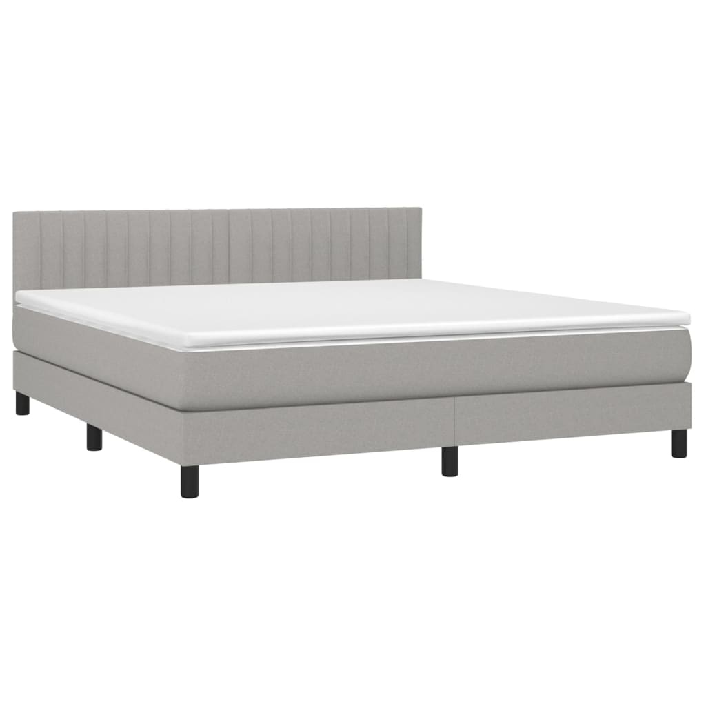 Boxspringbett mit Matratze Hellgrau 180x200 cm Stoff