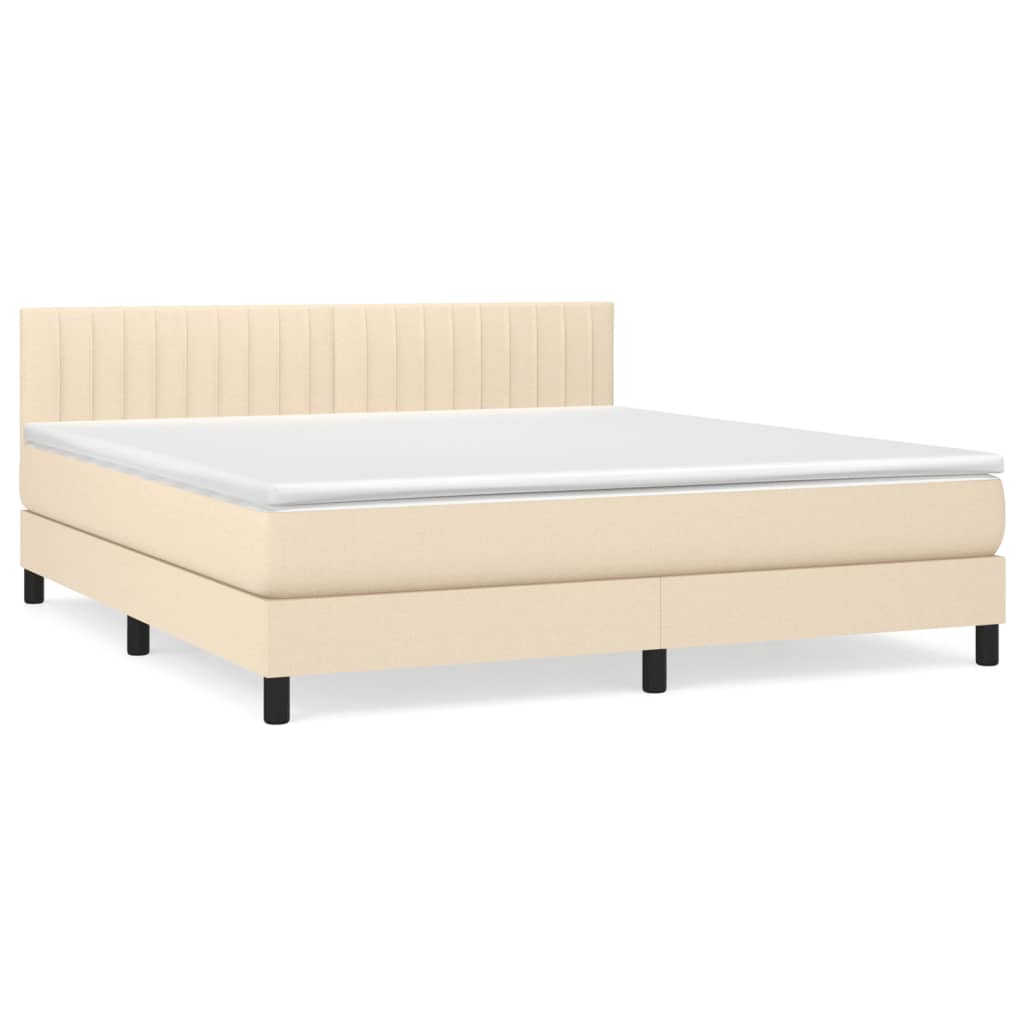 Boxspringbett mit Matratze Creme 180x200 cm Stoff