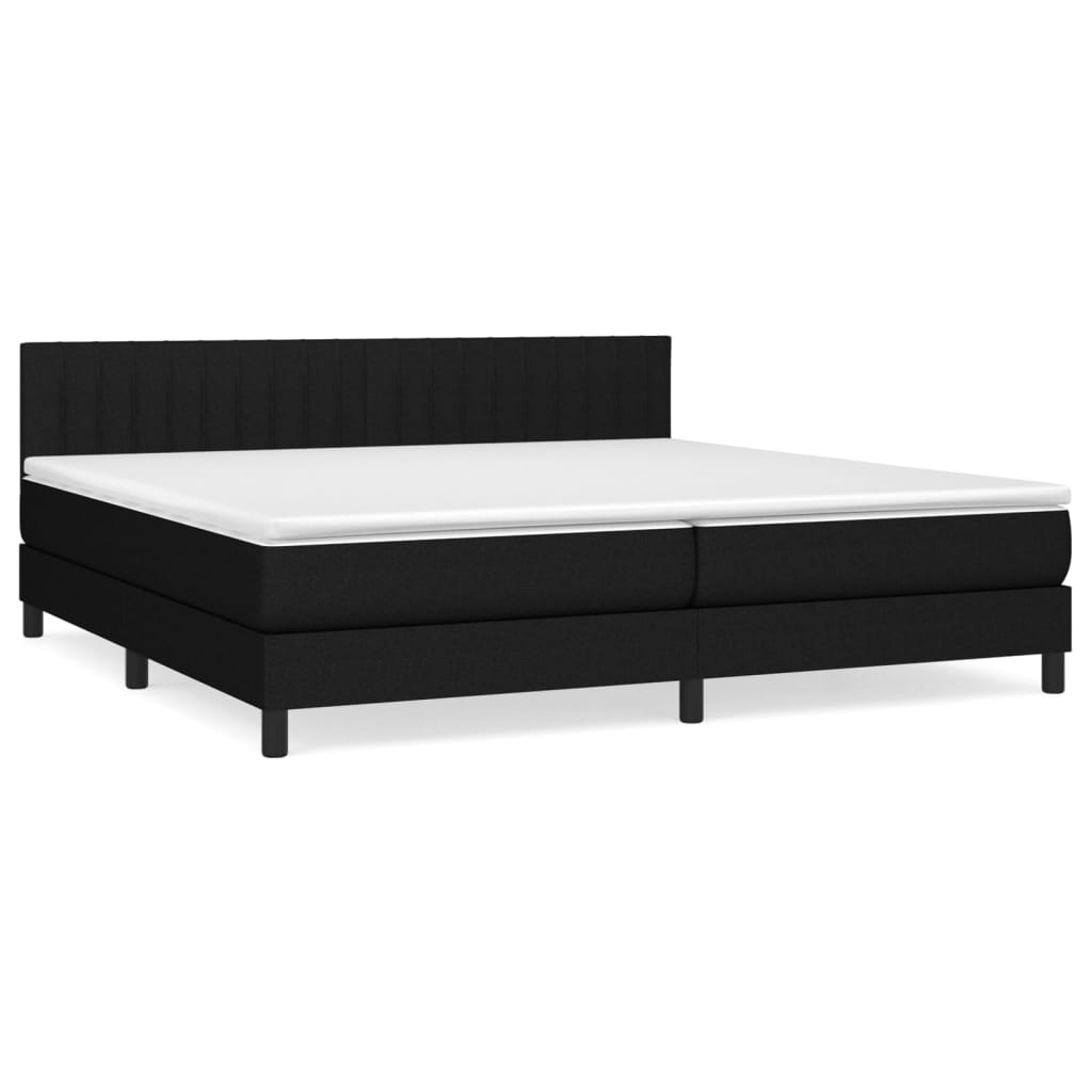 Box spring bed with mattress black 200x200 cm fabric