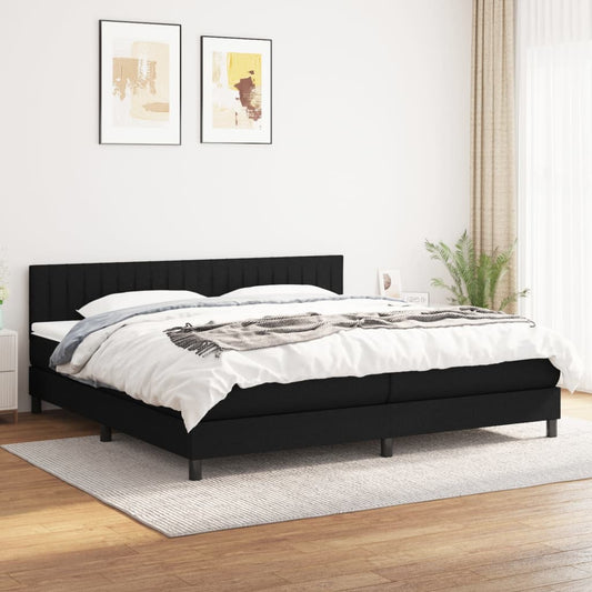 Box spring bed with mattress black 200x200 cm fabric