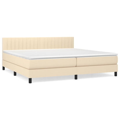 Boxspringbett mit Matratze Creme 200x200 cm Stoff