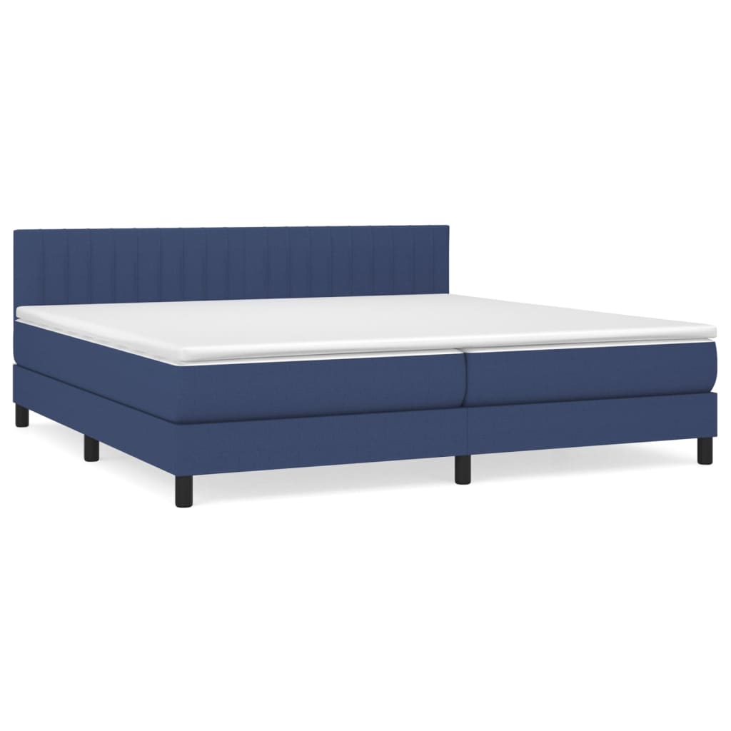 Boxspringbett mit Matratze Blau 200x200 cm Stoff