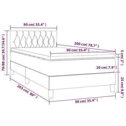 Boxspringbett mit Matratze Dunkelbraun 90x200 cm Stoff