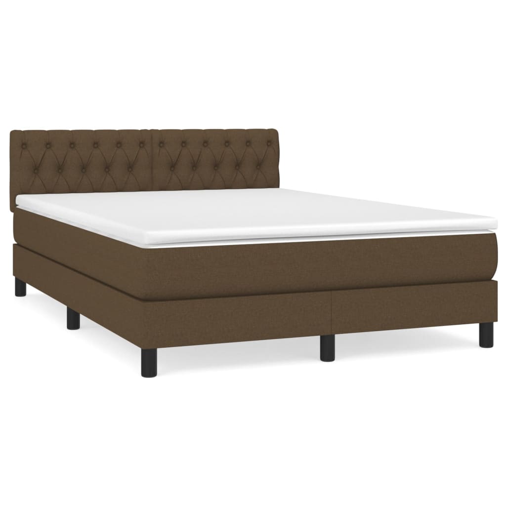 Box spring bed with mattress dark brown 140x200 cm fabric