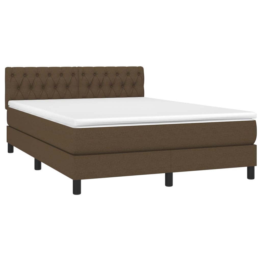 Box spring bed with mattress dark brown 140x200 cm fabric