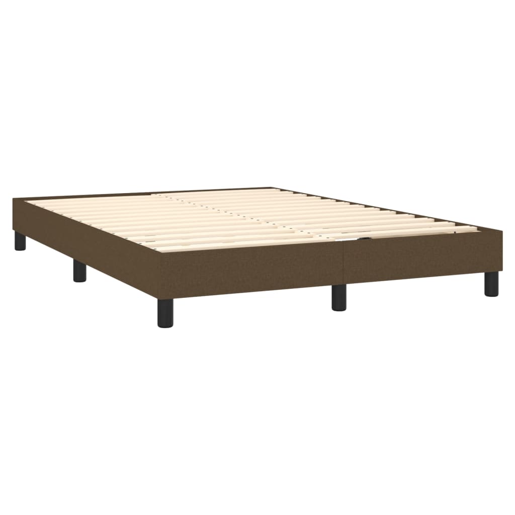 Box spring bed with mattress dark brown 140x200 cm fabric