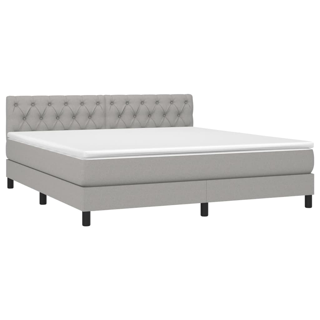 Box spring bed with mattress light grey 160x200 cm fabric