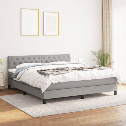 Box spring bed with mattress light grey 160x200 cm fabric