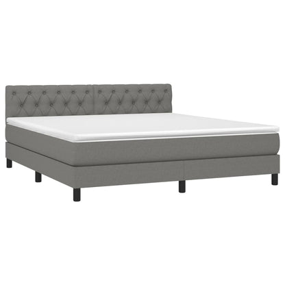 Box spring bed with mattress dark grey 160x200 cm fabric