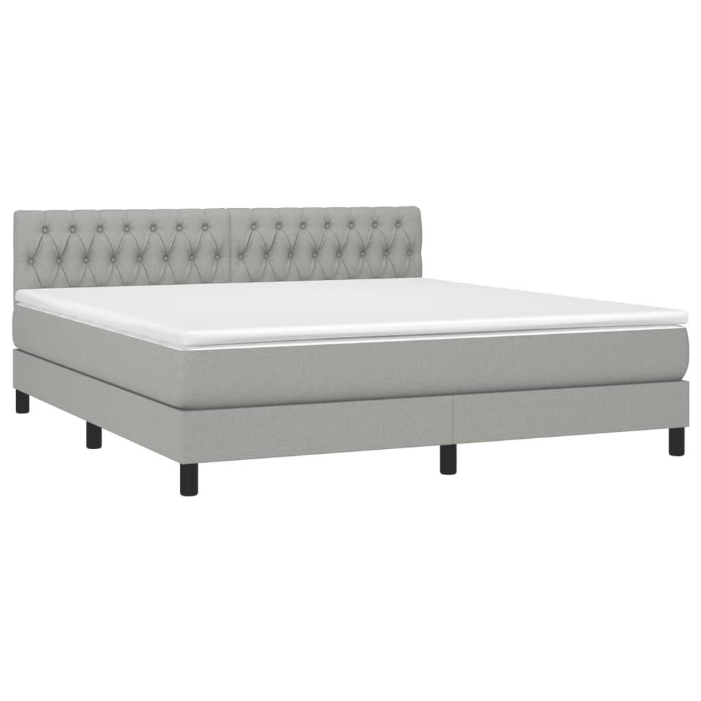 Boxspringbett mit Matratze Hellgrau 180x200 cm Stoff