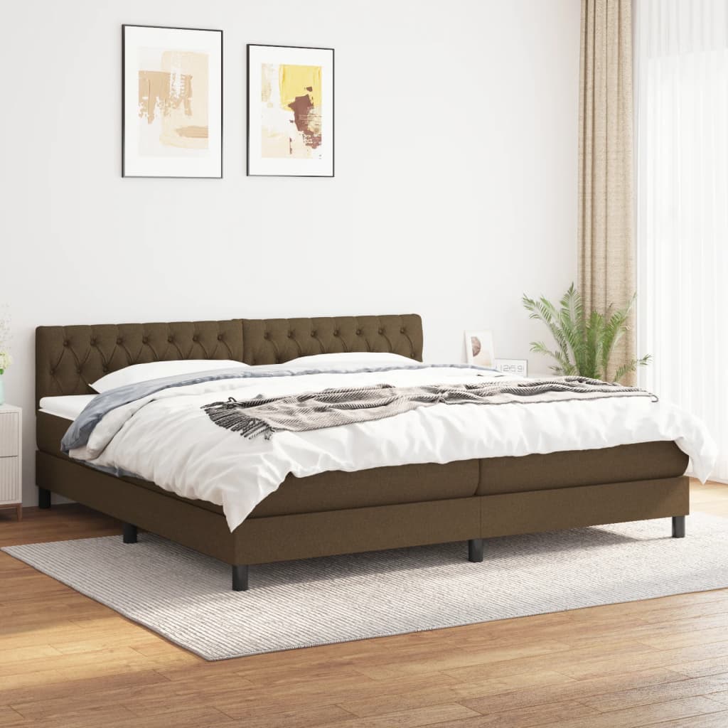 Boxspringbett mit Matratze Dunkelbraun 200x200 cm Stoff