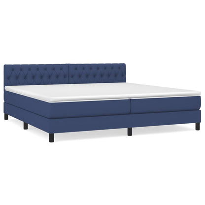 Box spring bed with mattress blue 200x200 cm fabric