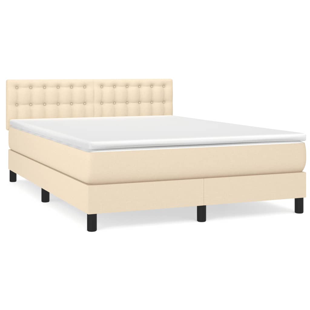 Boxspringbett mit Matratze Creme 140x200 cm Stoff