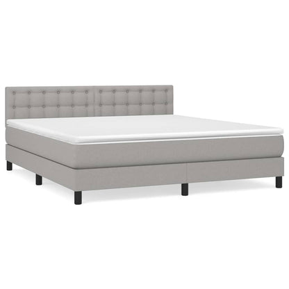 Box spring bed with mattress light grey 160x200 cm fabric