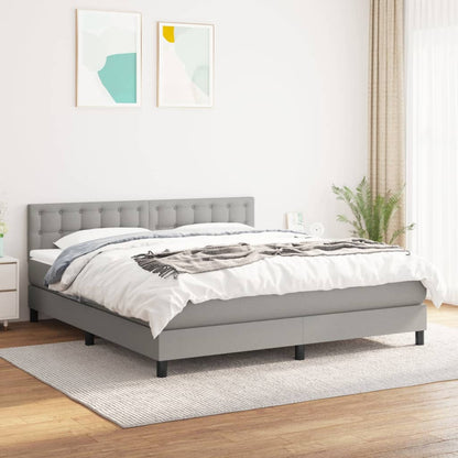 Box spring bed with mattress light grey 160x200 cm fabric