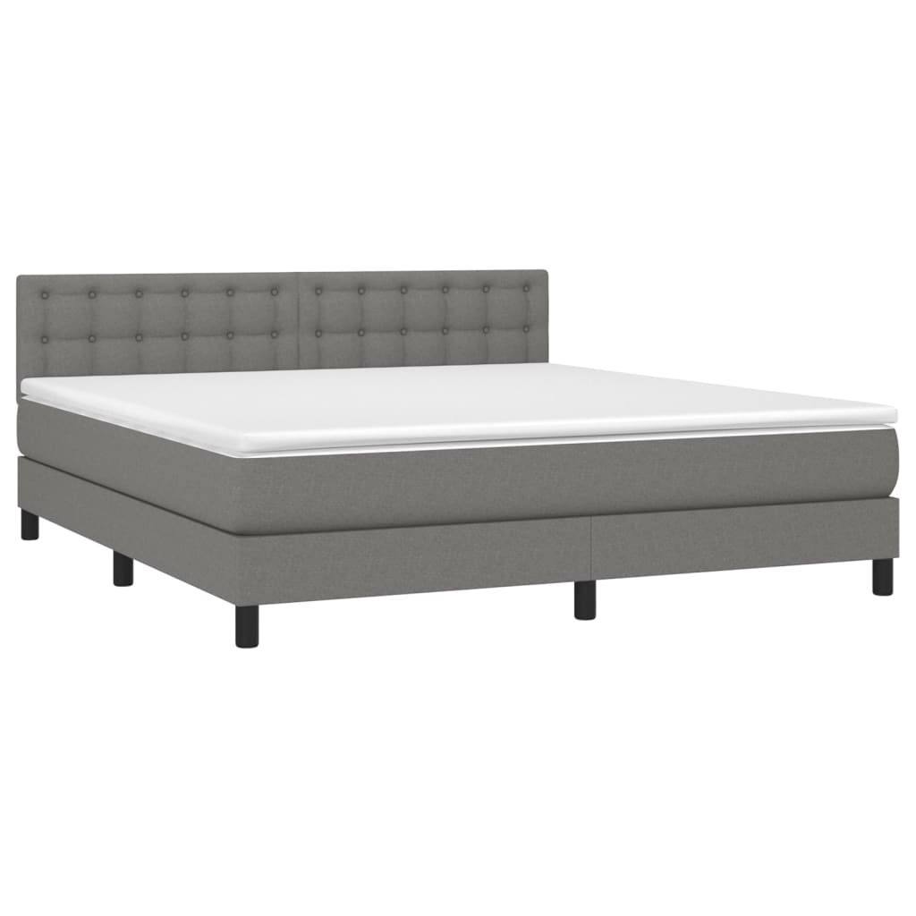 Box spring bed with mattress dark grey 160x200 cm fabric