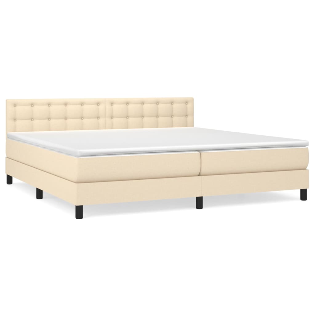 Boxspringbett mit Matratze Creme 200x200 cm Stoff