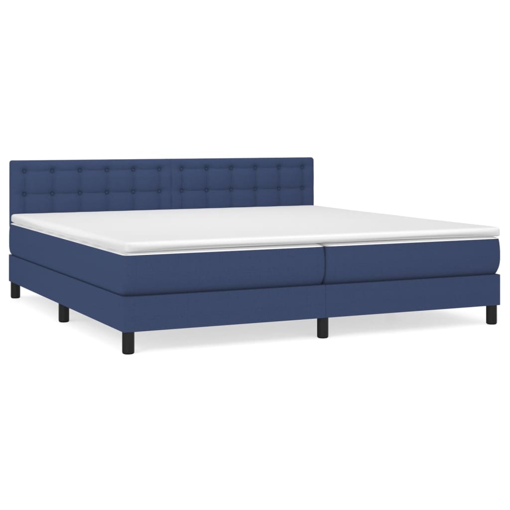 Box spring bed with mattress blue 200x200 cm fabric