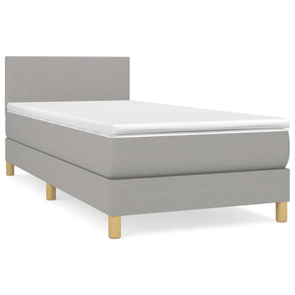 Boxspringbett mit Matratze Hellgrau 90x200 cm Stoff